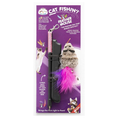 Cat Fishin' Rod Teaser Cat Toy | Feather Mouse