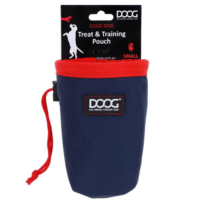 Small Good Dog Treat Pouch | Navy & Red