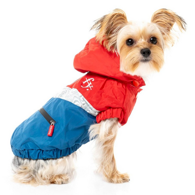 The Seattle Dog Raincoat | Red + Blue