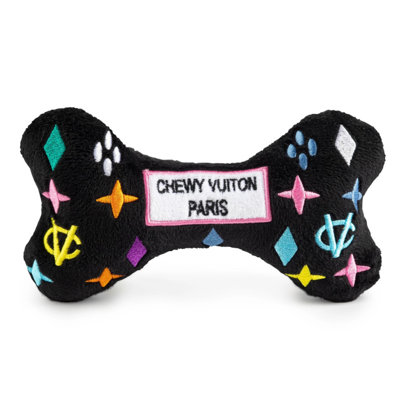 Plush Dog Toy | Black Monogram Chewy Vuiton Bone