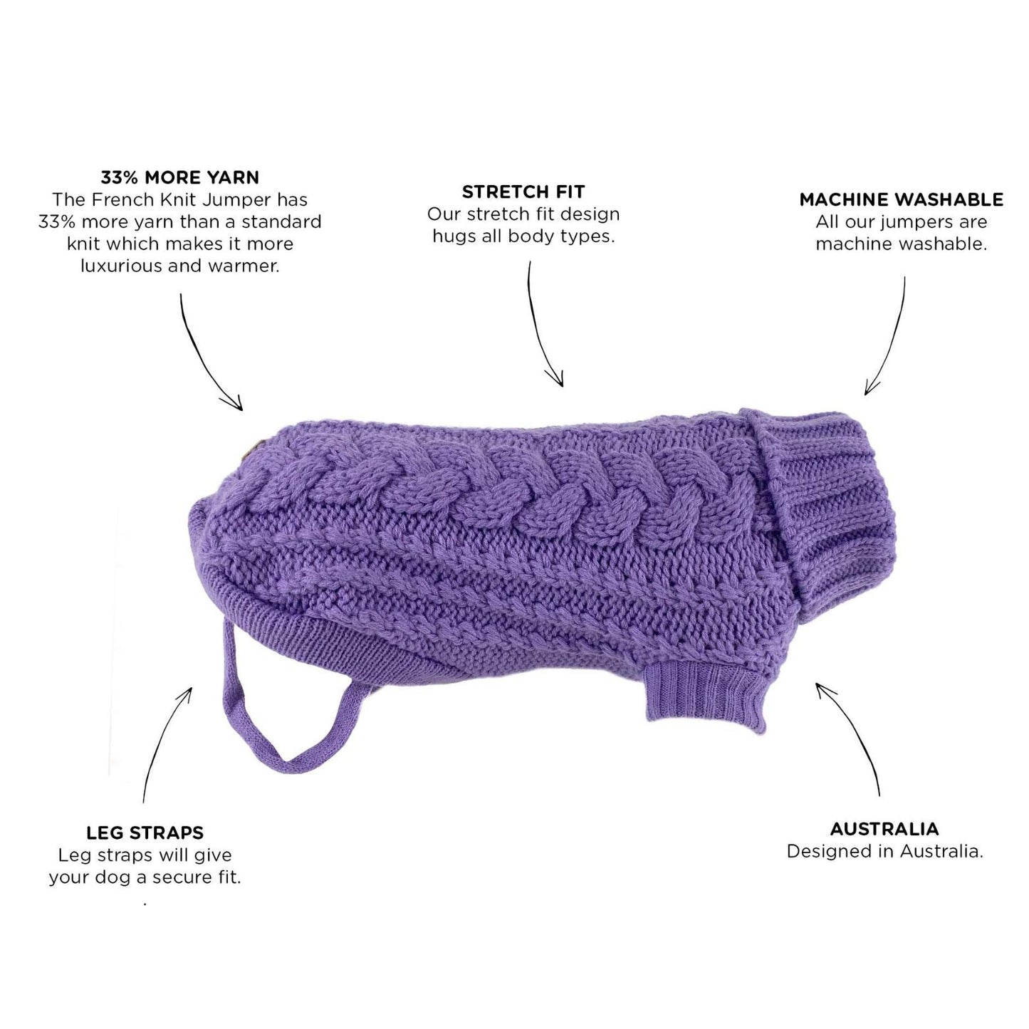 French Knit Dog Jumper | Lavender