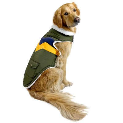 Lightning Bolt Waterproof Dog Coat | Olive