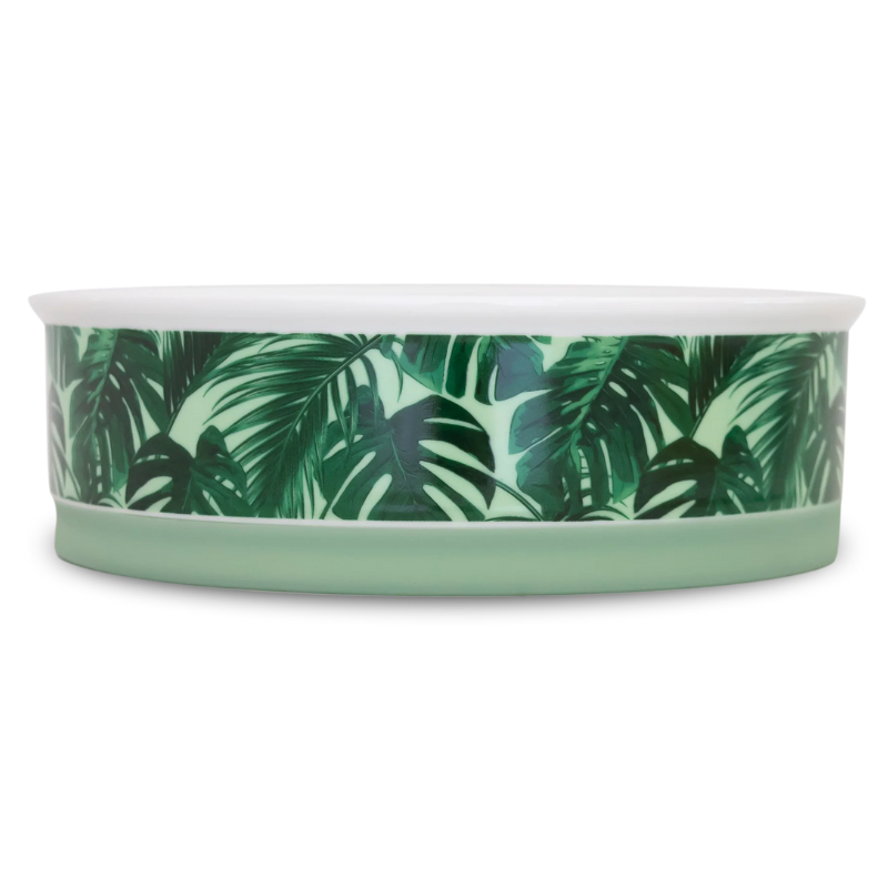 Designer Pet Bowls | Green Tropical Leaves