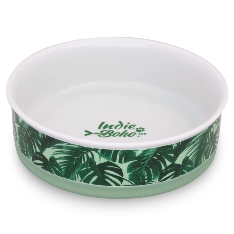 Designer Pet Bowls | Green Tropical Leaves