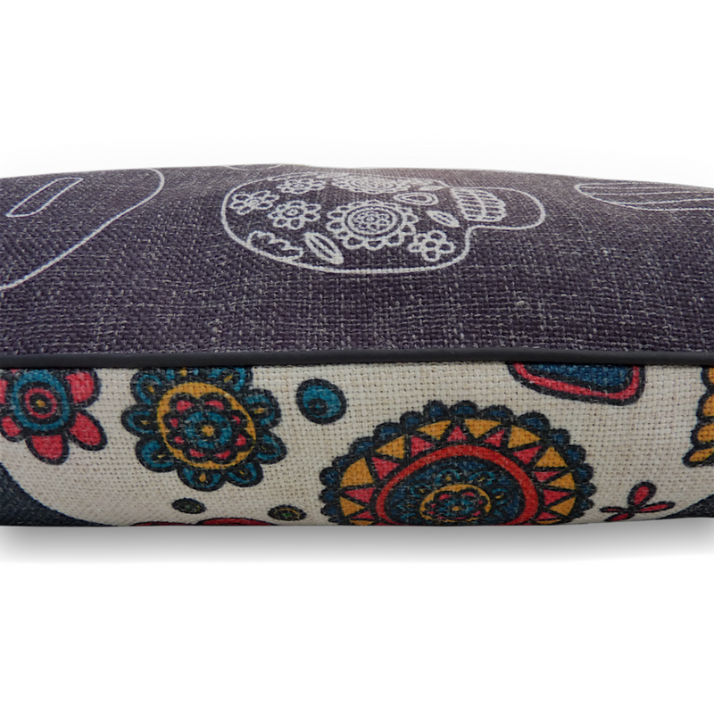 Indie Boho Cushion Pet Bed | Mexican Skulls | Peticular