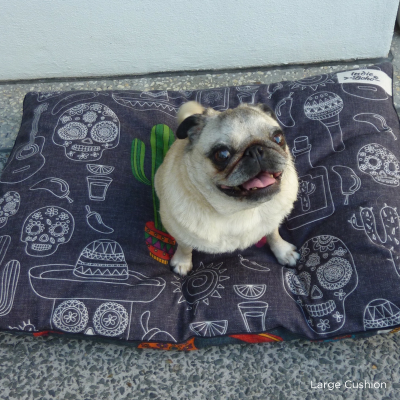 Indie Boho Cushion Pet Bed | Mexican Skulls | Peticular