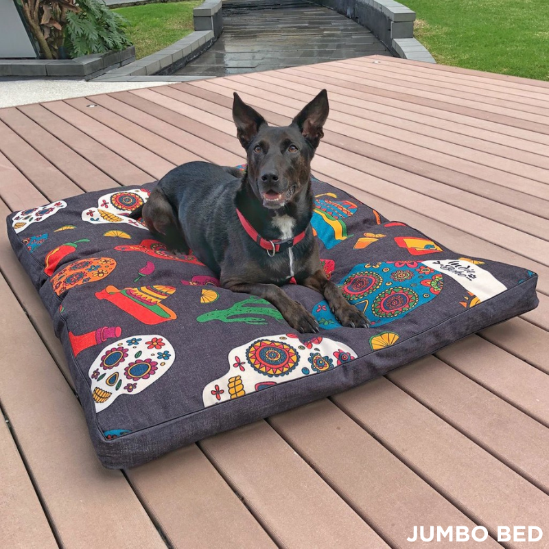 Indie Boho Cushion Pet Bed | Mexican Skulls | Peticular