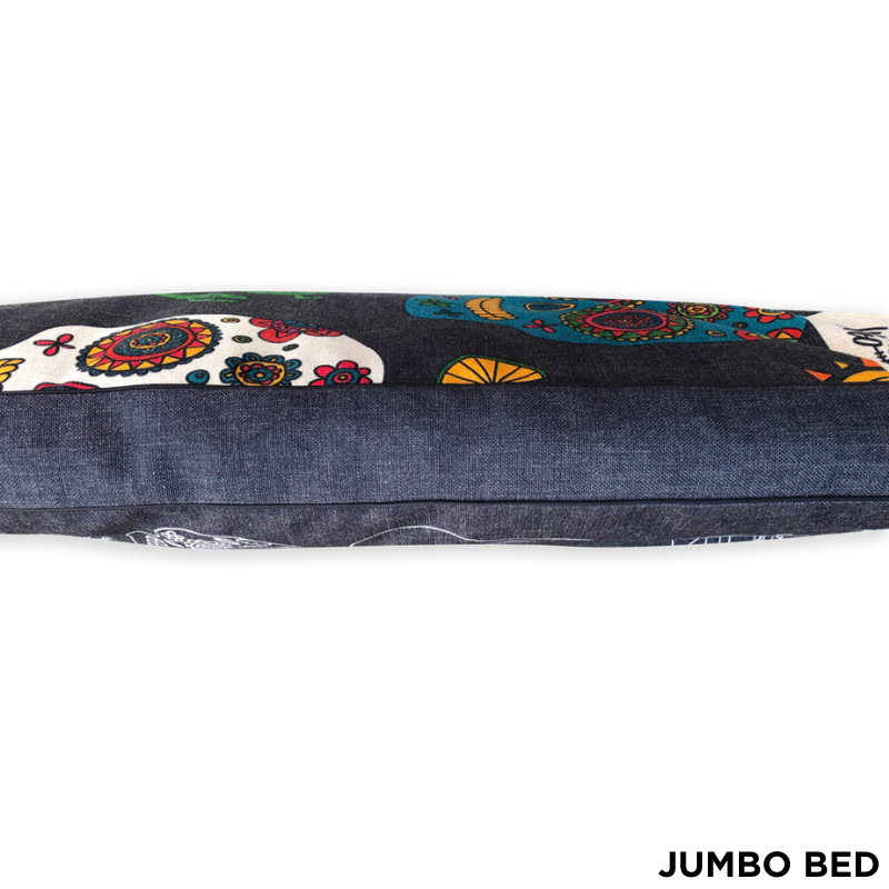 Indie Boho Cushion Pet Bed | Mexican Skulls | Peticular