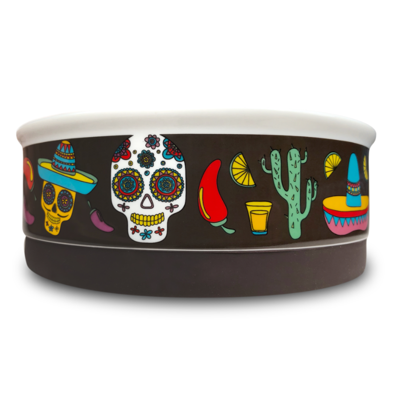 Indie Boho Designer Pet Bowls | Mexican Skulls | Peticular