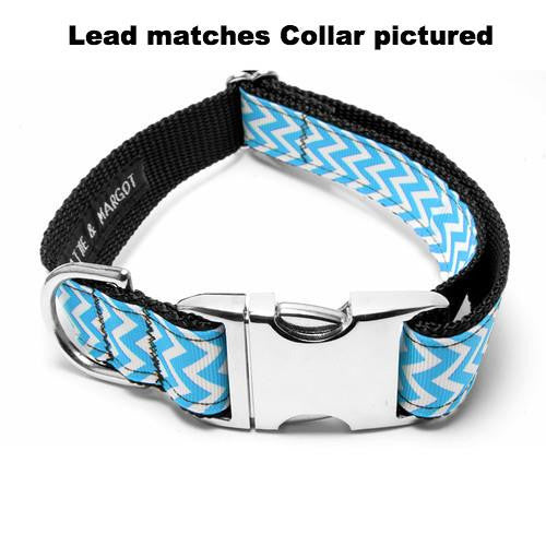 Light Blue Chevron Stripe Dog Lead - Peticular