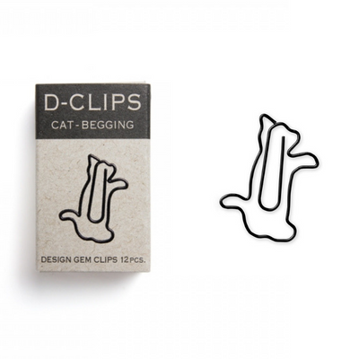 Living & Dining D-Clips Paper Clips | Cat Begging | Peticular