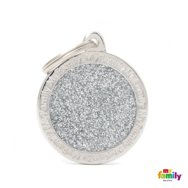 My Family Pet ID Tag | Shine Circle Glitter + FREE Engraving | Peticular