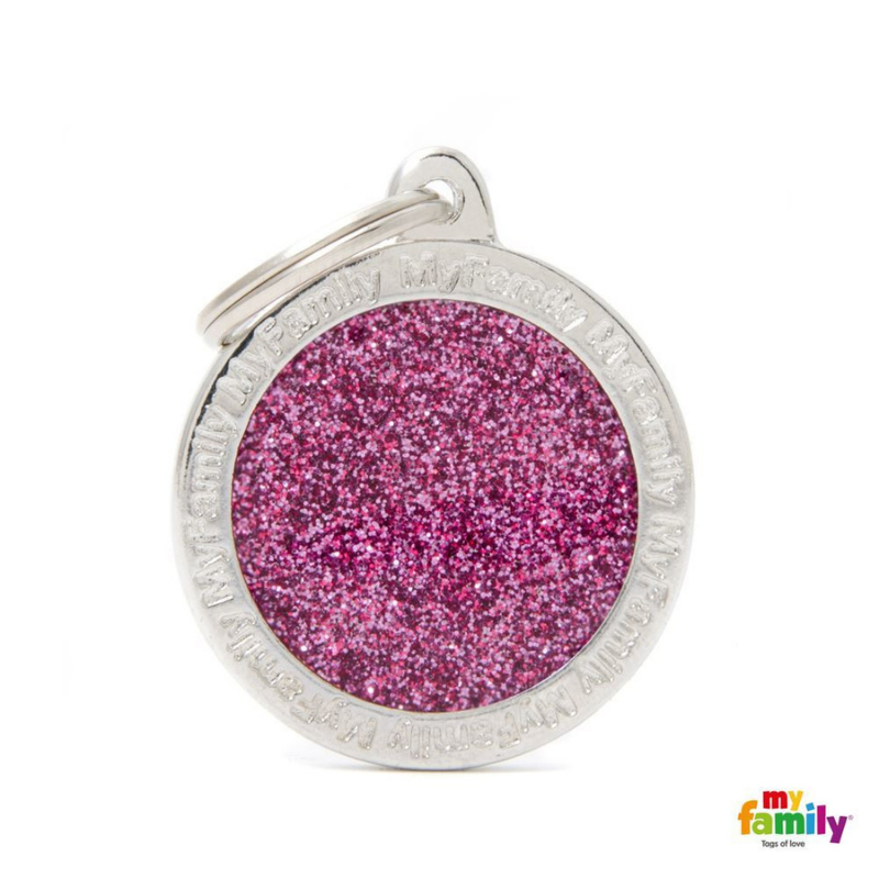 Pet ID Tag | Shine Circle Glitter + FREE Engraving