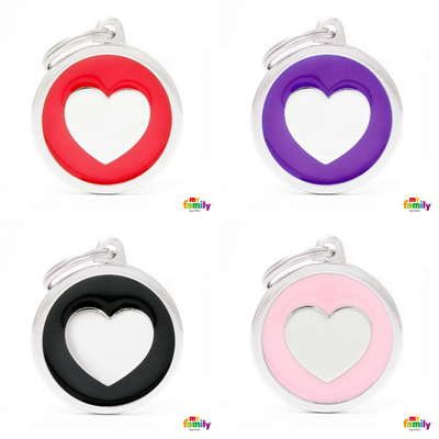 My Family Pet ID Tag | Classic Circle Heart + FREE Engraving | Peticular