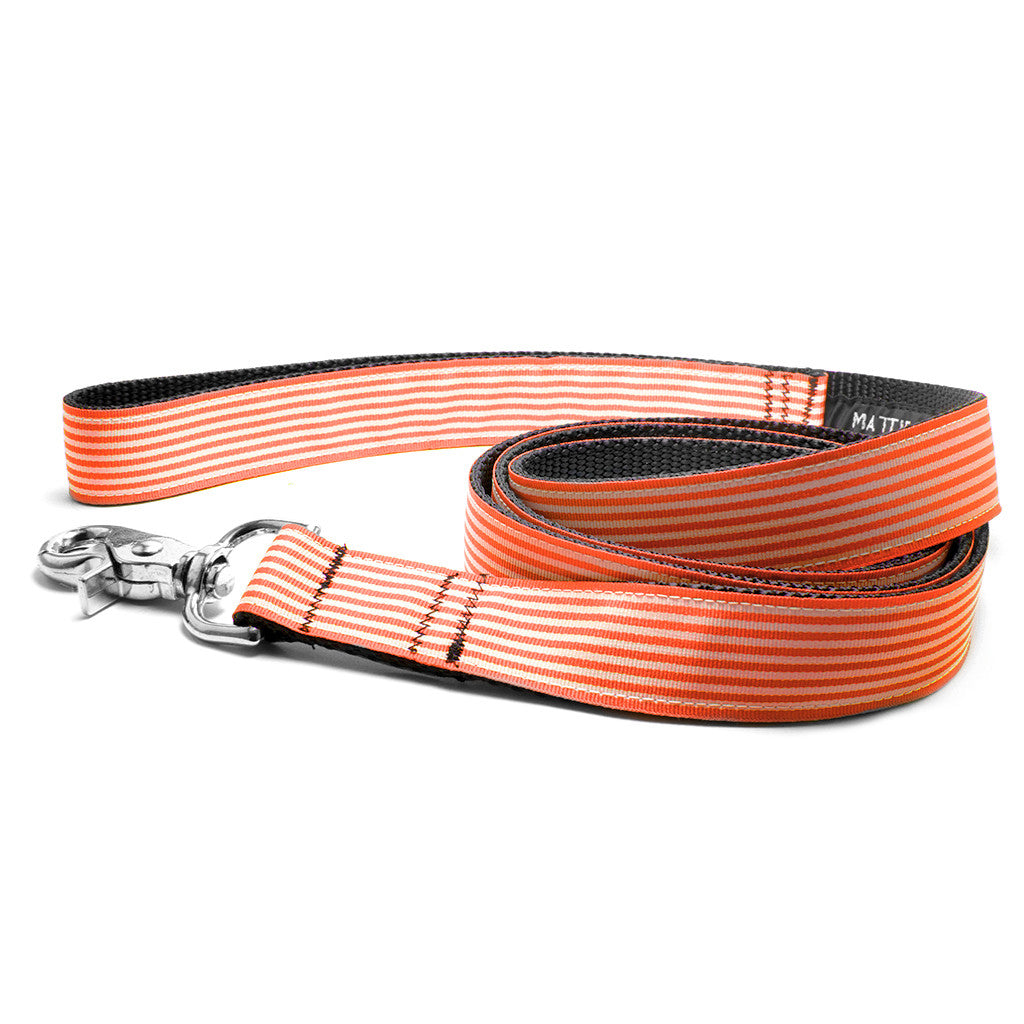 Neon Orange Classic Stripe Dog Lead - Peticular