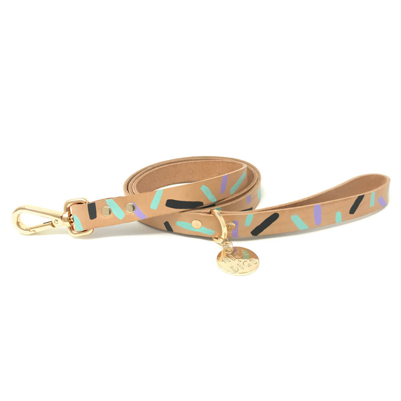 NICE DIGS Tiggy Leather Dog Collar | Aqua Violet | Peticular