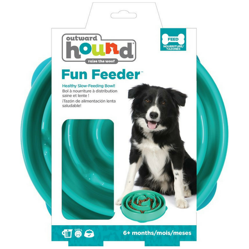 Outward Hound Fun Feeder Slo-Bowl | Teal Drop | Peticular