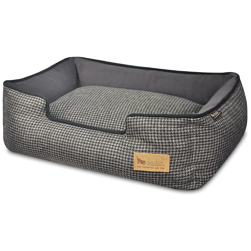 P.L.A.Y Houndstooth Lounge Pet Bed | Shadow Grey | Peticular