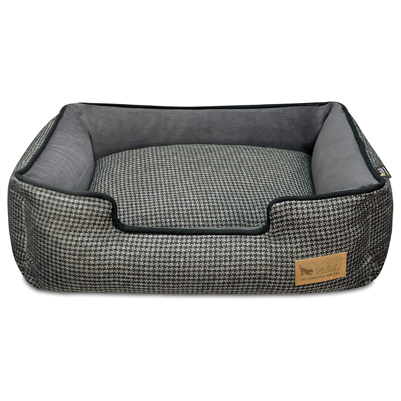 P.L.A.Y Houndstooth Lounge Pet Bed | Shadow Grey | Peticular