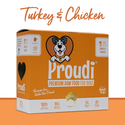 Proudi Raw Frozen Turkey & Chicken Dog Food