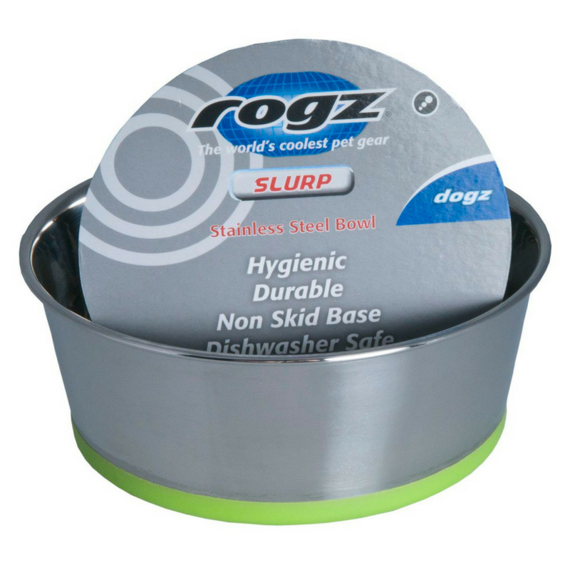 Rogz Stainless Steel Slurp Bowl | Lime | Peticular