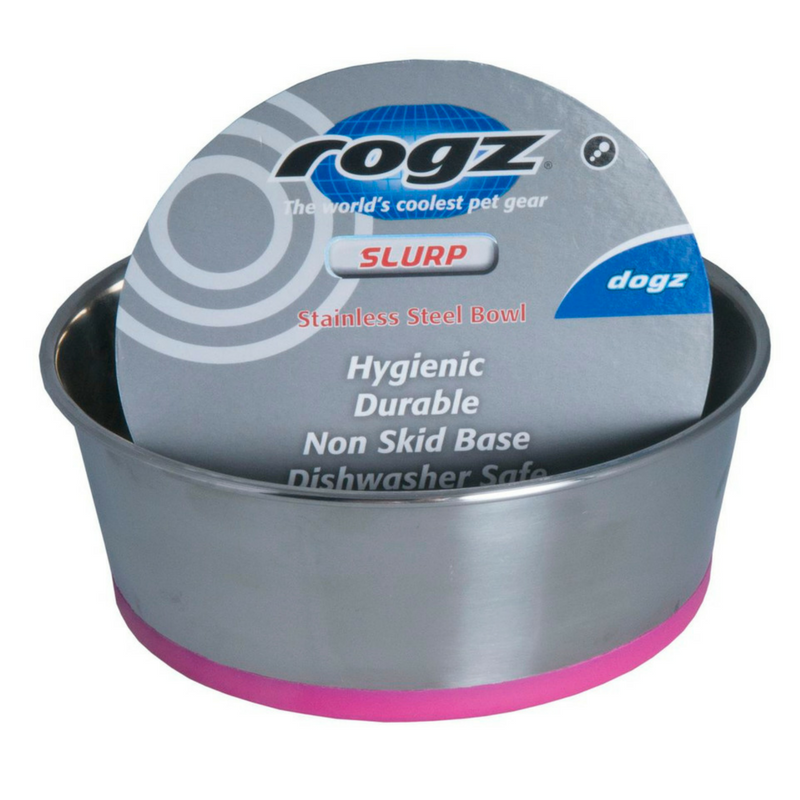 Rogz Stainless Steel Slurp Bowl | Pink | Peticular