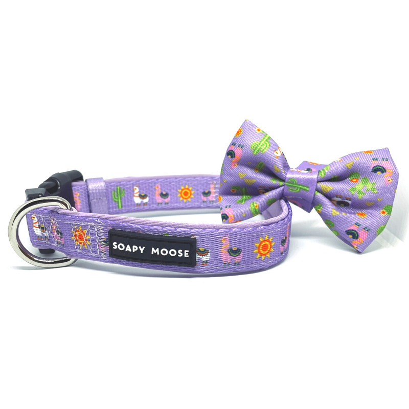 Lovely Llamas Dog Collar & Bow Tie