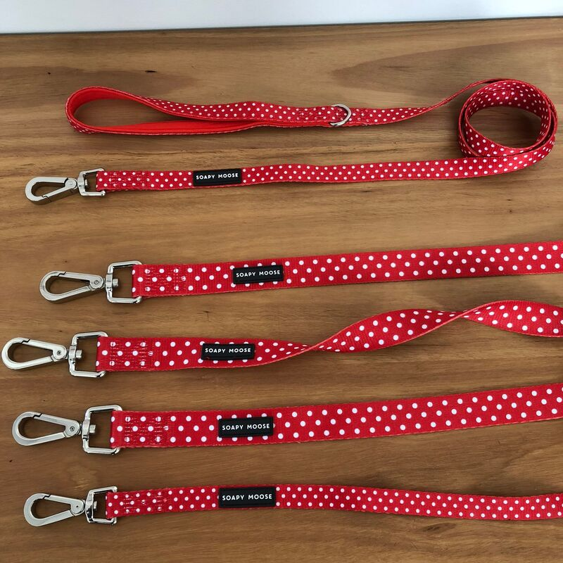 Soapy Moose Red & White Polka Dots Dog Lead | Peticular