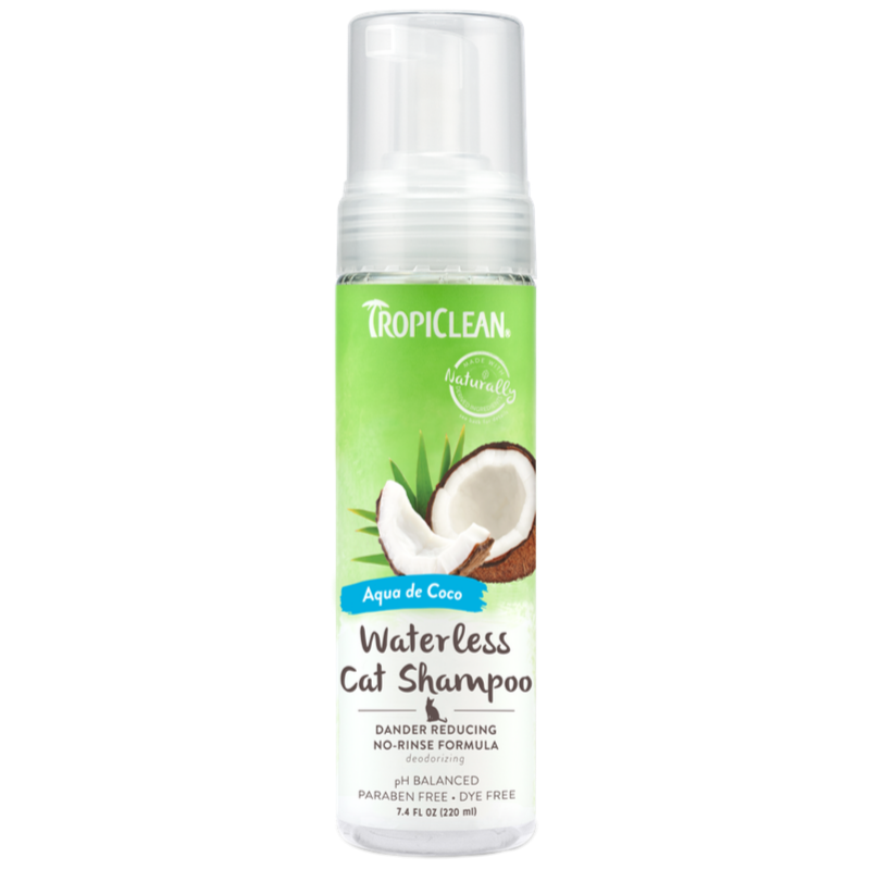 TropiClean Waterless Anti-Dandruff Cat Shampoo | Coconut | Peticular