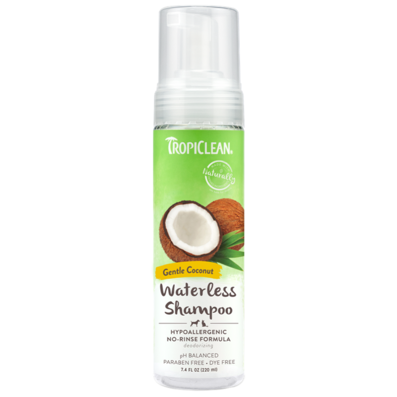 TropiClean Waterless Hypoallergenic Pet Shampoo | Coconut | Peticular