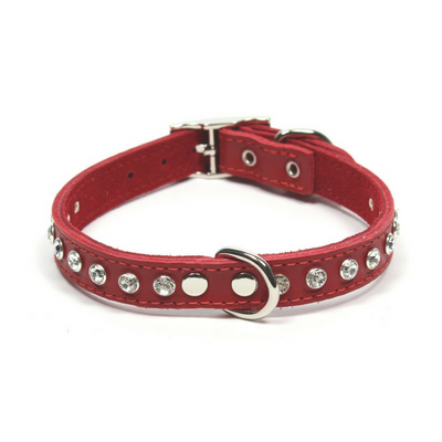 Dogue Glamour Leather Dog Collar | Red | Peticular