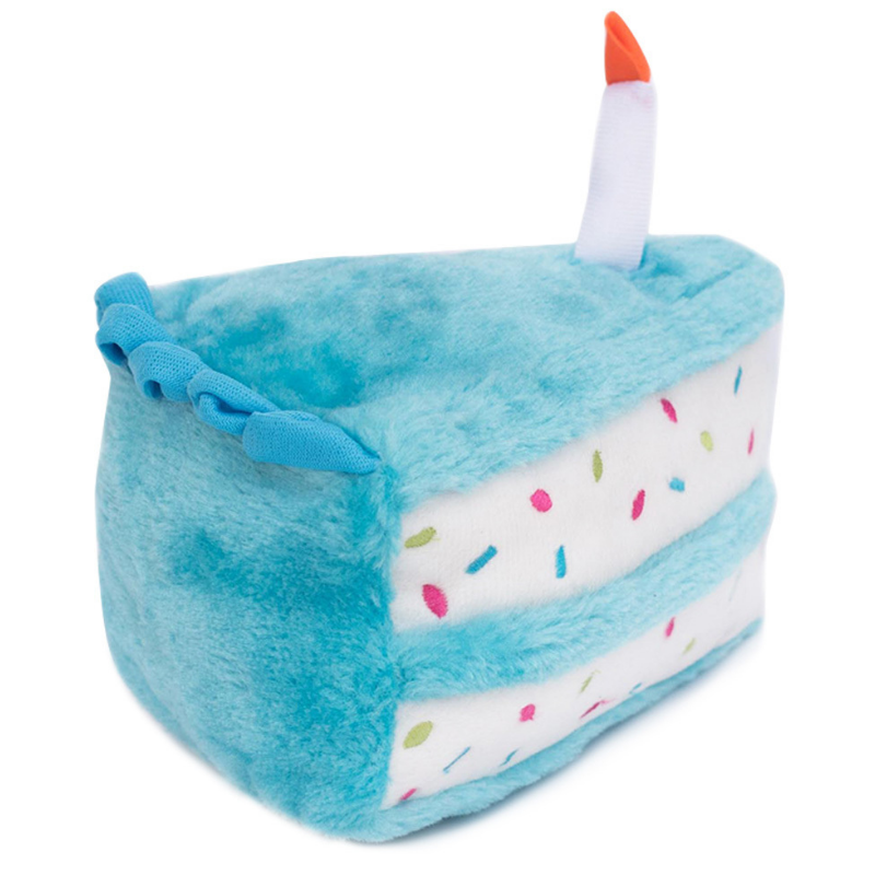 Birthday Cake Plush Dog Toy | Blue
