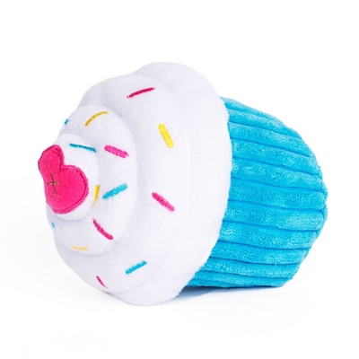 Birthday Cupcake Plush Dog Toy | Blue