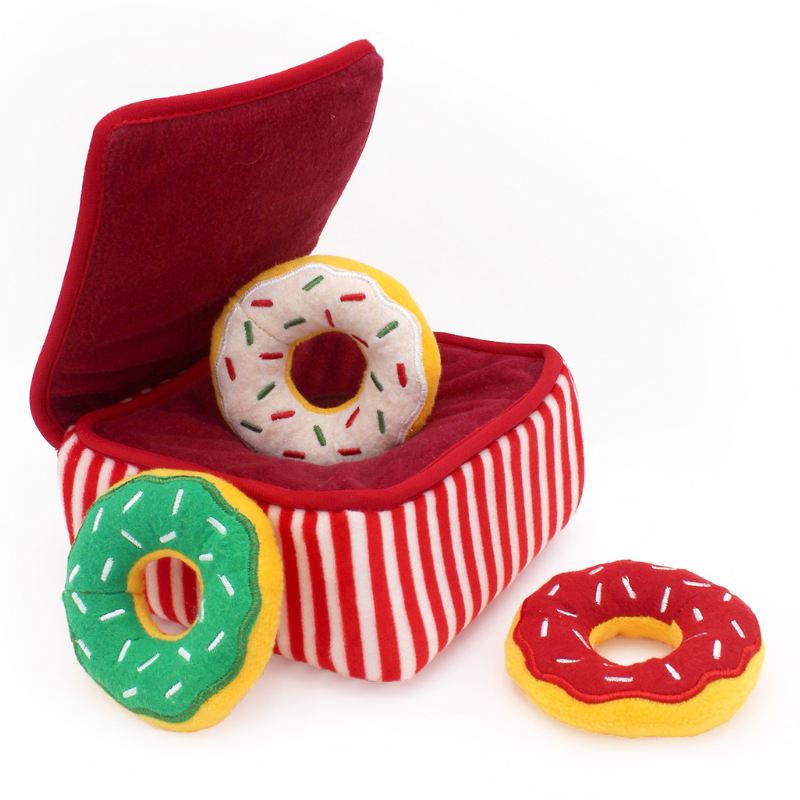 Interactive Dog Toy | Christmas Donutz Box