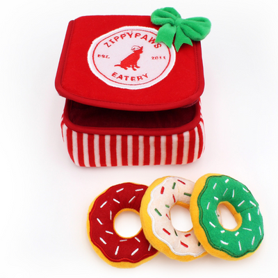 Interactive Dog Toy | Christmas Donutz Box