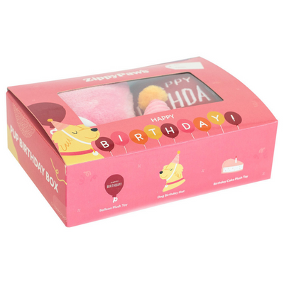 Doggie Birthday Box Pink | Cake, Balloon & Party Hat