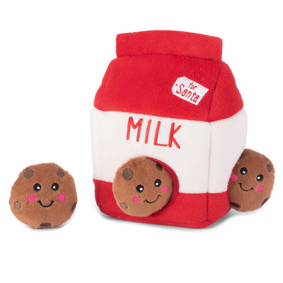 Zippy Paws Interactive Dog Toy | Santa's Milk & Cookies | Peticular