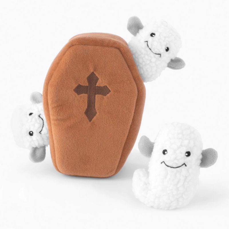 Zippy Paws Interactive Dog Toy | Coffin With Ghosts | Peticular