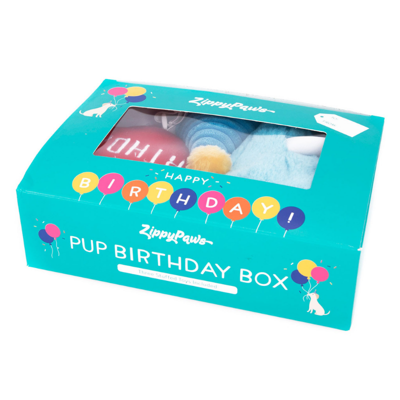 Zippy Paws Doggie Birthday Box | Cake, Balloon & Party Hat | Peticular