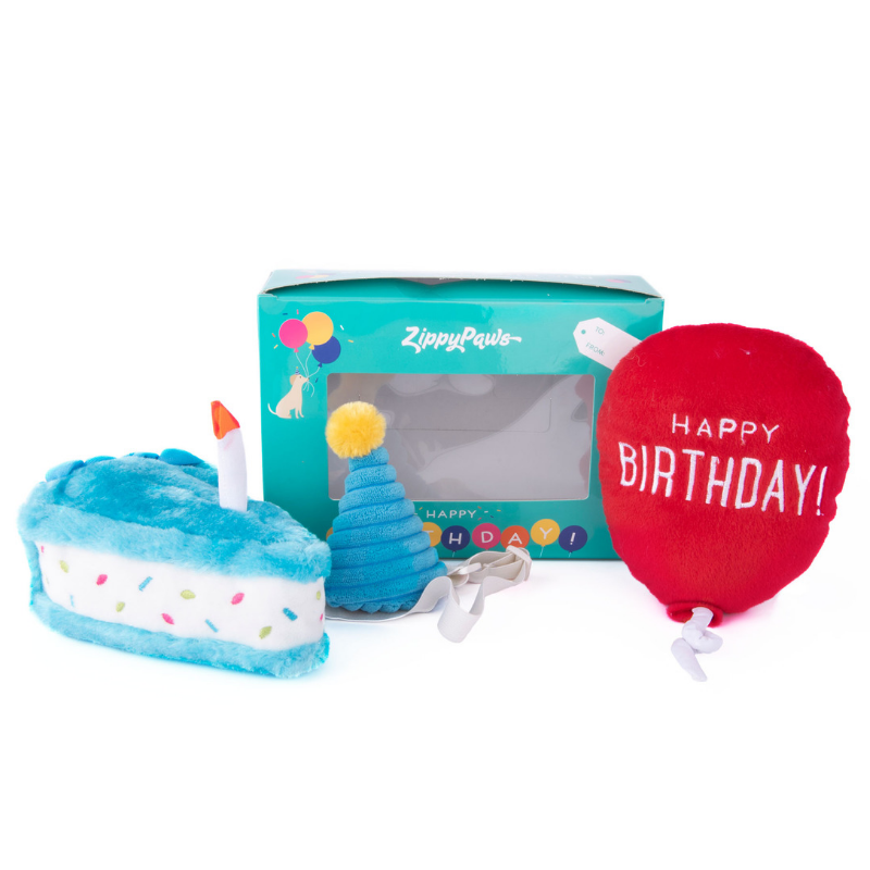 Zippy Paws Doggie Birthday Box | Cake, Balloon & Party Hat | Peticular