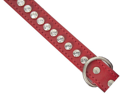 Dogue Glamour Leather Dog Collar | Red | Peticular