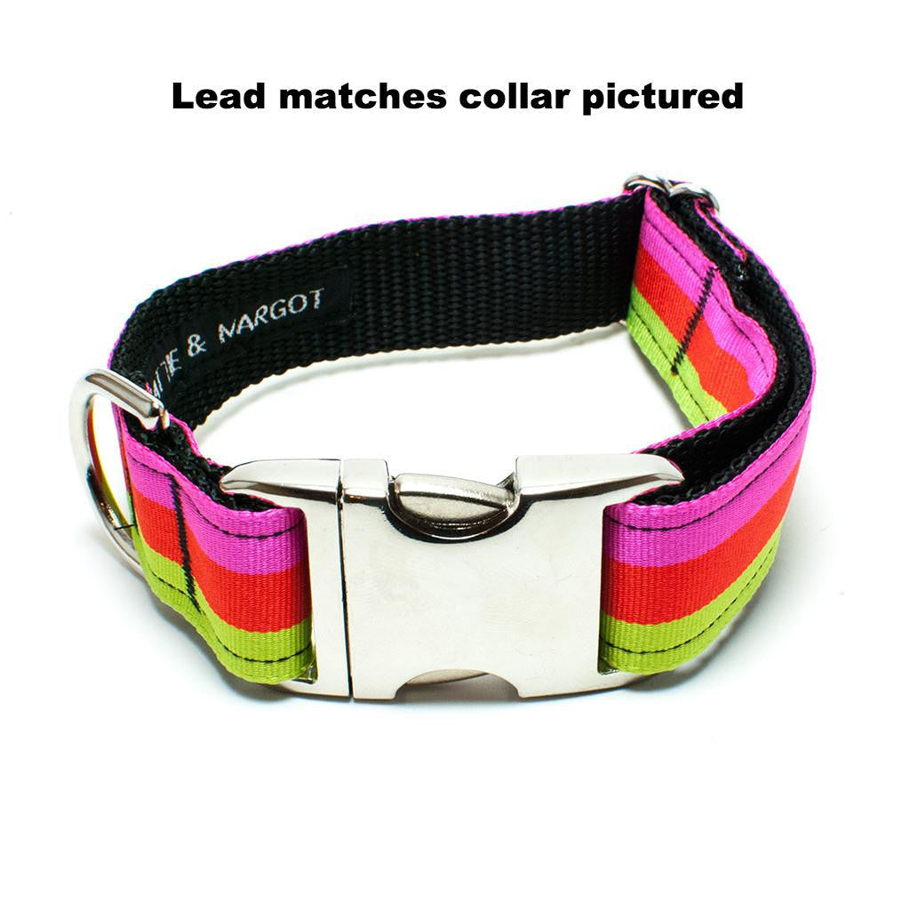 Green/Orange/Pink Tri-Stripe Dog Lead - Peticular