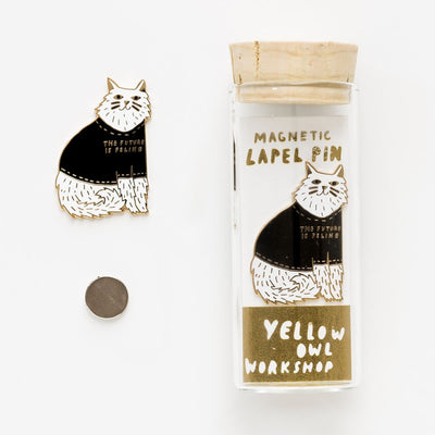 Yellow Owl Workshop Lapel Pin | Future is Feline | Peticular