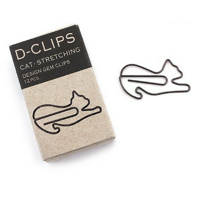 Living & Dining D-Clips Paper Clips | Cat Stretching | Peticular